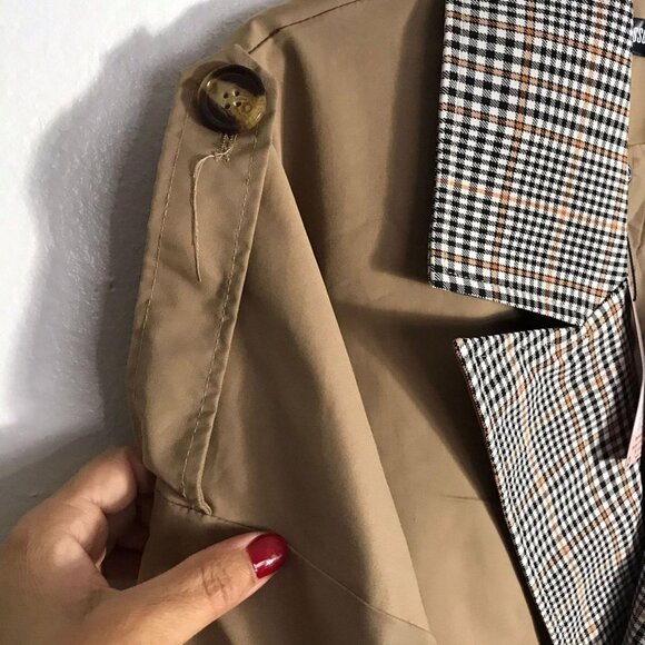 Miss Guided Brown Checkered Long Coat Size 10 - Picture 4 of 12